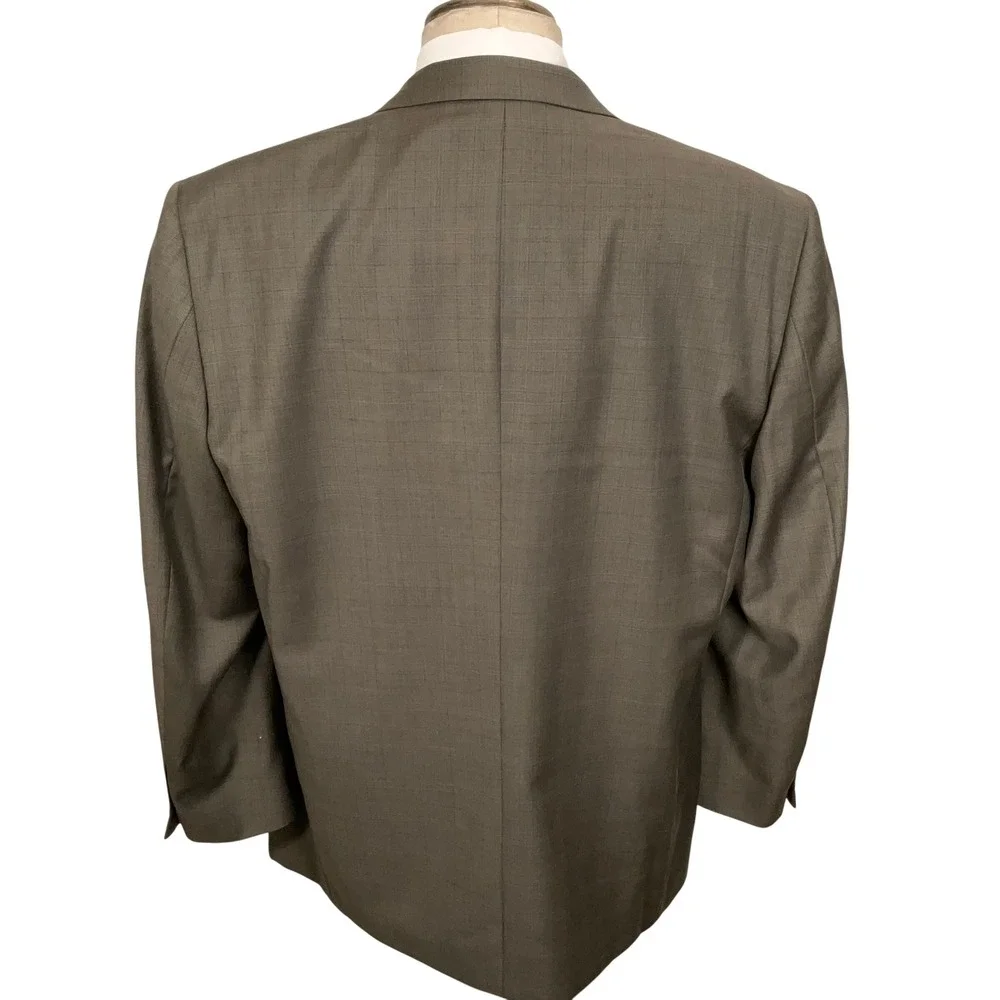 Pronto Uomo Couture Blazer Mens 44L Olive Brown Glen Plaid Designer Luxury Wool